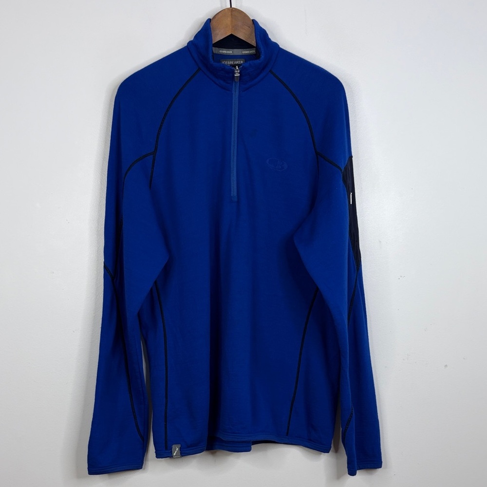 Icebreaker Half Zip Shirt Mens XL Blue Merino Wool Fleece  Mid Layer